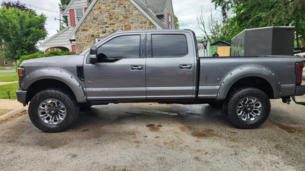 Gray truck exterior after mobile detailing
